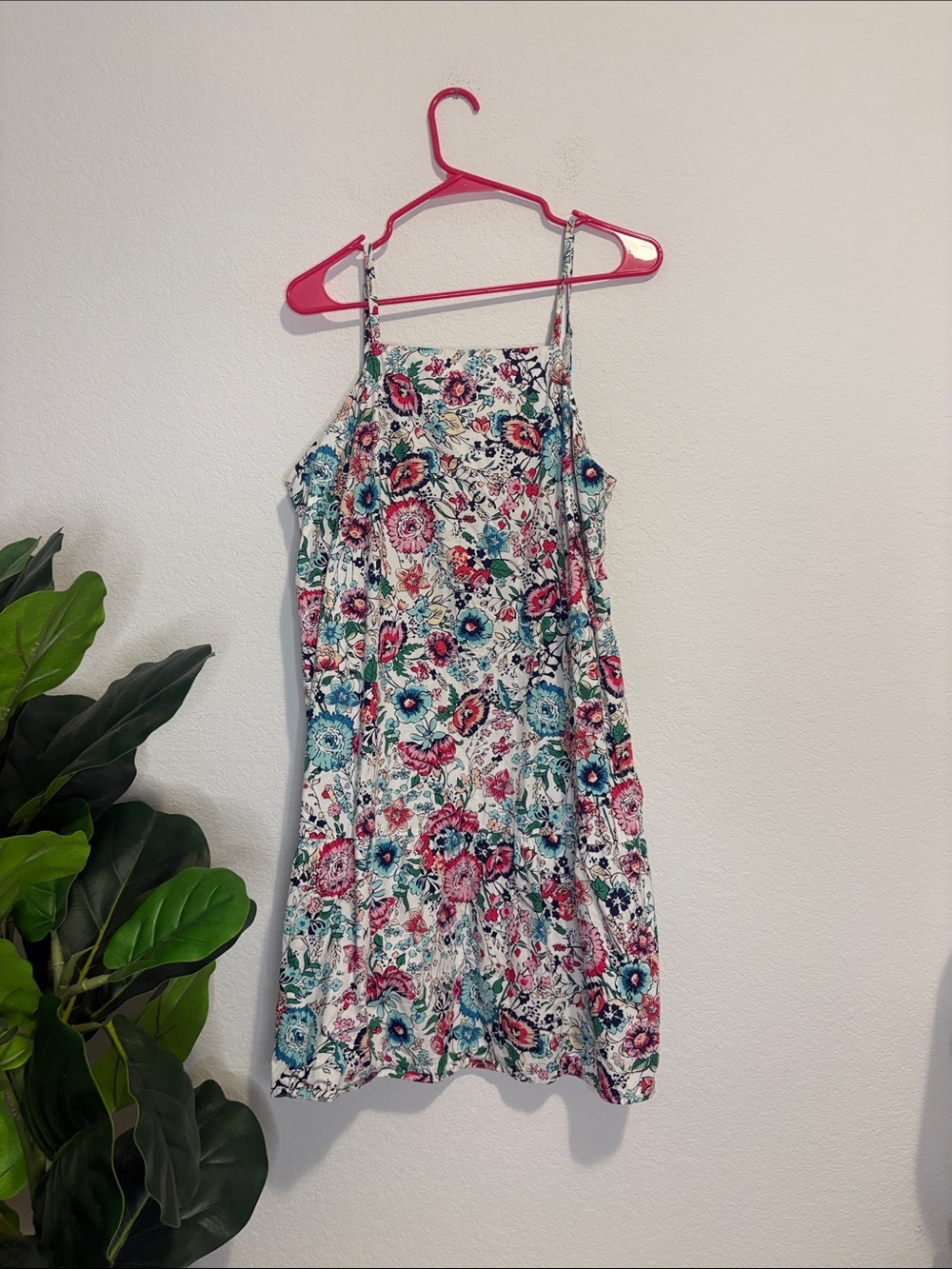 chloe+rene Floral Spaghetti-Strap Dress in Teal & Pink